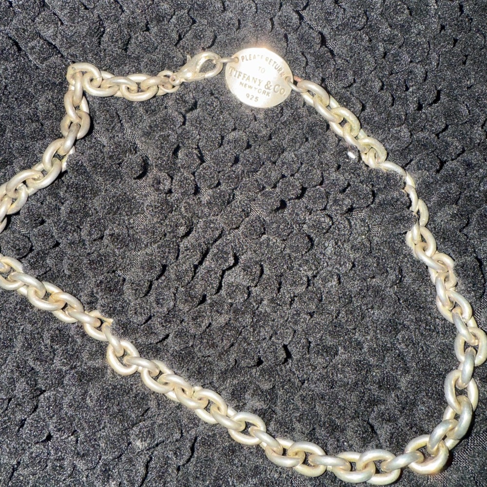 Tiffany & Co. Silver Chain Necklace with Round Tag